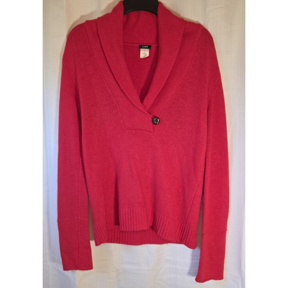 J Crew Long Sleeve Shawl Collared  Sweater‎ Size S Red Wool Cashmere Blend